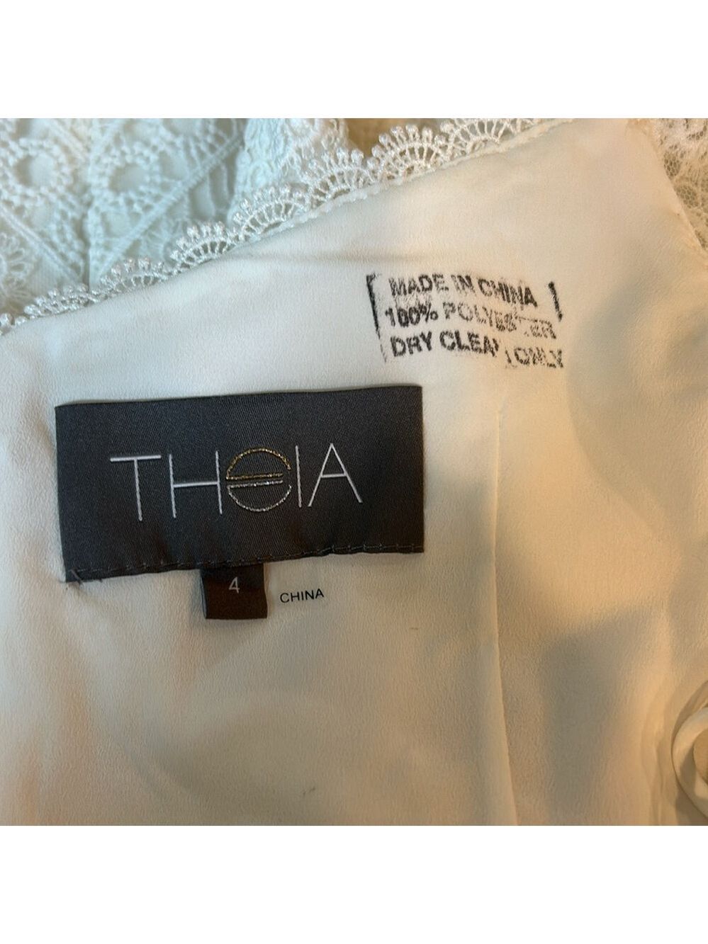 NWT Theia Margot Cold-Shoulder Lace White Dress, Size 4 - Picture 13 of 14